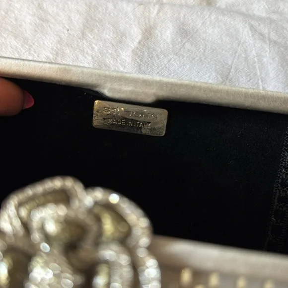 St. John Evening Clutch w/ Embellished Shoulder Chain - Picture 5 of 6